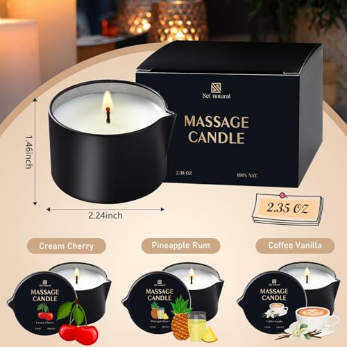 Bougie de massage pour couples et thérapie spa à la maison avec 3 parfums relaxants - 2