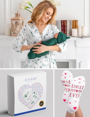 Mommy and Me Robe and Swaddle Set | Maternity Robe Matching Baby Girl, Boy, Samantha, Medium - 5