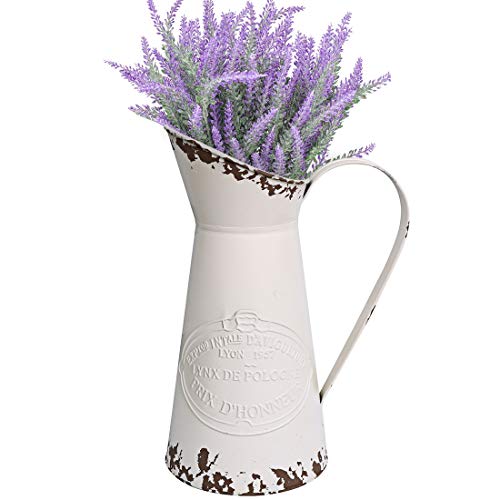 Yoillione French Pitcher Vase, Vintage Pitcher Vase, Metal Farmhouse Pitcher Vase, Decorative Jug Flower Pitcher For Vase Decor, White #TOP2
