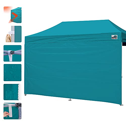 Image of Eurmax USA 10x20 Pop Up Canopy SunWall-UV Protection for Tents,Blocks Sunlight&Wind,Water Resistant Side Wall Only,Easy Hook & Loop Installation,Fit for 20FT Straight Leg Shelters&Gazebo,Turquoise