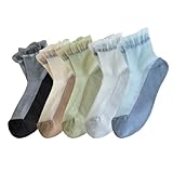 [Yolrky] 靴下 レディース 夏 シースルーソックス メッシュ 蒸れない クルーソックス かわいい レース 涼しい靴下 薄手 フリルソックス