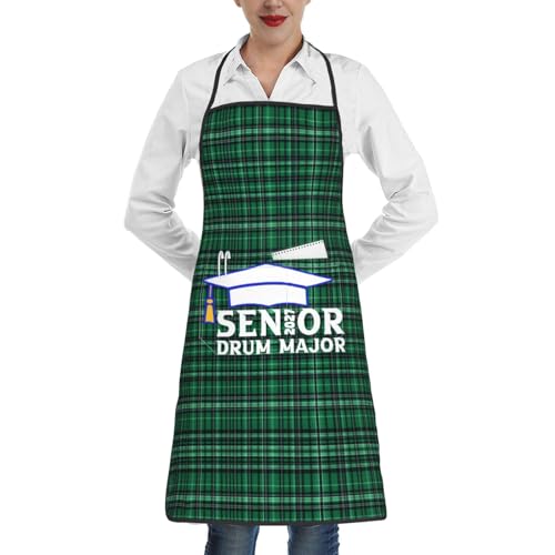 nopicsn Senior 2027 Drum Major Apron for cooking with Pockets Women Men Kitchen Chef Funny Aprons