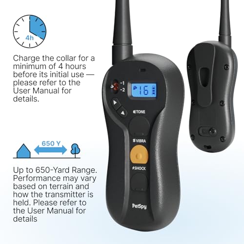 PetSpy Shock Collar for Dogs-Waterproof Dog Shock Collar with Remote Control,Vibration,Electric Shock,Beep-E Collar for Dogs Training,Collar with Remote for 10-140 LBS - Thumbnail 3