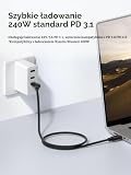 Hagibis AR Kabel do inteligentnych okularów, USB-C do ładowania danych i zasilacza, 10 Gb/s, 4K 60 Hz, 240 W, złącze klinowe, ultracienki, elastyczny kabel do XREAL One/Air RayNeo Air Viture, 150 cm