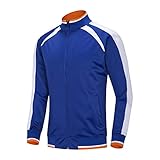 YUUMIN Kinder Junge Fussball Basketball Trainingsjacke Ohne Kapuze Langarm Sportjacke Mit Reißverschluss Stehkragen Patchwork Outdoorjacke Taschen Vorne Streetwear Blau 146-152