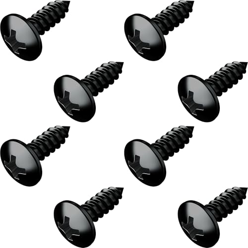 PRIME AVE Black Oxide Stainless Steel License Plate Screws for License Plates, Frames, Covers- RustProof Licence Plate Screw Set for Front/Rear - Compatible w/Buick Cadillac Chevrolet GMC (Pack of 8)