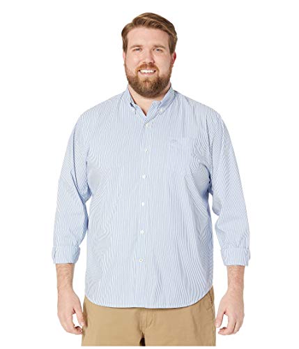 Dockers Men's Classic Fit Long Sleeve Signature Comfort Flex Shirt (Standard and Big & Tall), Delft Blue-Mateo Stripe, Large