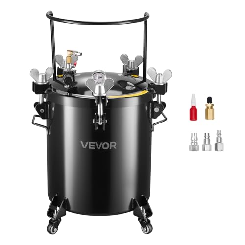 VEVOR Heavy Duty Steel Pressure Pot 10.6 Gal/40 L Heavy Duty Steel Air Tool Pressure Pot Pressures Pots with Three Quick-Connect Couplers for Home Use DIY Art Creations Large-Diameter Tank