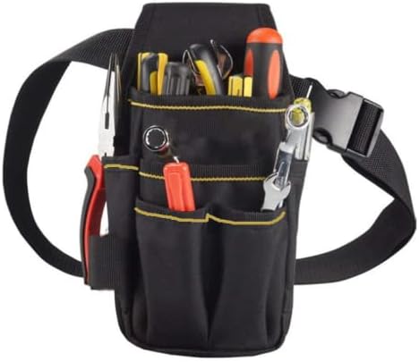 Miniatura 8 de Bolsa de almacenamiento para herramientas de hardware, bolsa multifuncional para herramientas de electricista con cinturón de cintura ajustable