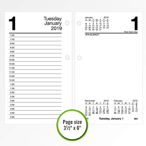 At-A-Glance 2019 Daily Desk Calendar Refill, 3-1/2" X 6", Recycled, Loose Leaf (E717R50) #TOP4