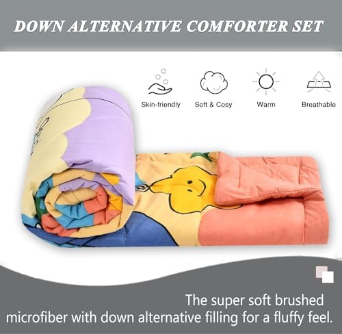 Image of FRESH FROM LOOM Microfiber Double Bed Kids Bed Blanket|Cartoon Printed for Kids Boy & Girls|Soft Children Comforter|All Seasons Blanket (90x100 Inches),TC - 144,Multicolor