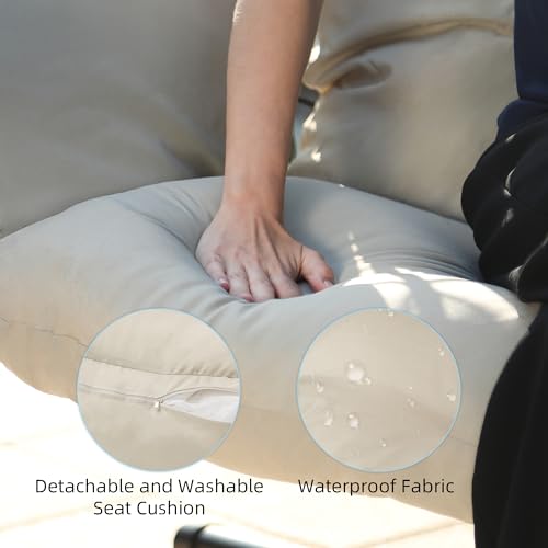 Double Egg Chair with Stand Hammock Swing Chair Foldable Hanging Loveseat, UV Resistant Removable Cushions, 700LBS Capacity for Bedroom, Balcony, Garden(BK-BE) by DoubleTT - Image 4
