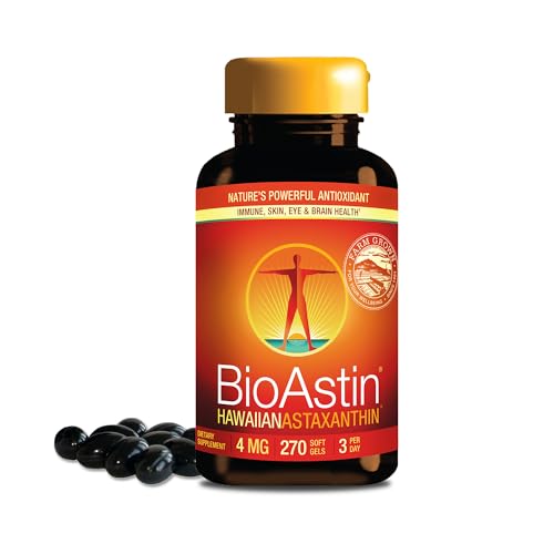 Nutrex Hawaii BioAstin Hawaiian Astaxanthin - 4mg 270 Softgels - Farm-Direct Premium Antioxidant Supplement to Support Eye Skin Joint & Immune System Health -Non-GMO & Gluten-Free