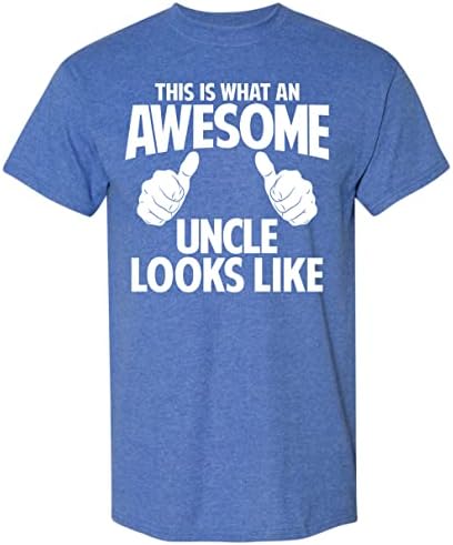 This is What an Awesome Uncle Looks Like, Funny T Shirt for Men, Humor Joke T-Shirt Tee Gifts Blue Heather Large