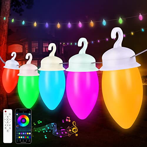 Kangtaixin Lichterkette Glühbirnen Ausse Musik Sync Außen Gluehbirnen - 15m LED Outdoor Lichterketten IP65 Wetterfest Garte Balkon Party/Innen Dimmbar Strom Lichterketten
