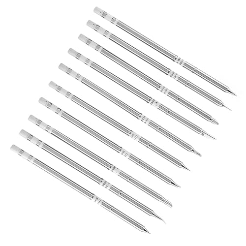 Hakko Fx-951 Tips T12 Soldering Station T12 Series Soldering Iron Tips Solder Welding Tool Replacement Tips for FX-951 Rework Station(10PCS)