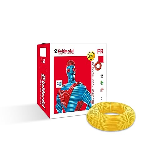 Goldmedal 1.5 Sq mm Flame Retardant Electric Wire | 90 Meter PVC Insulated Single Core Copper Wire | Flexible Electrical Cable for Home, Domestic & Industrial Use | (Yellow)