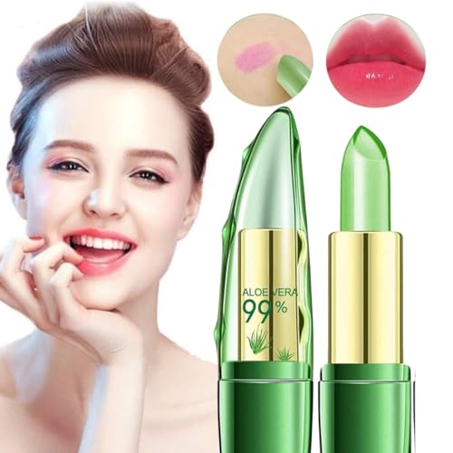 Long Lasting Crystal Jelly Aloe Vera Lipsticks Temperature Color Changing Lip Balm Moisturizing lip scrub Glossy Finish Custom Shade, Innovative Natural Beauty Makeup for Women flawless look (1)