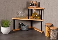 Kesper | Küchen-Eckregal mit 2 Ebenen, Material: Bambus, Maße: B 52 x H 39 x T 29,5 cm, Farbe: Natur, Schwarz | 58808