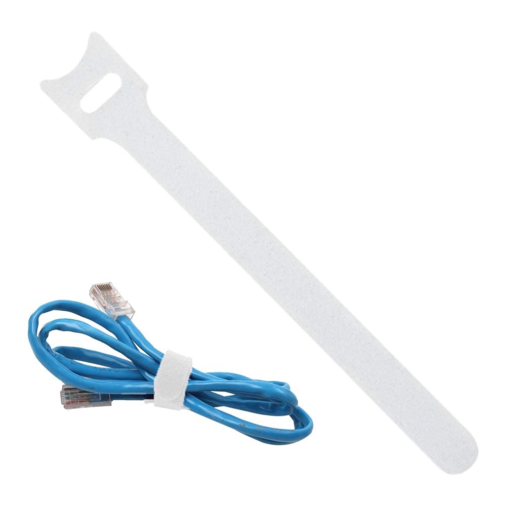 YOFASEN Cable Strap Reusable White 100pcs - 12x180mm Cord Organizer Wires Fastener Cable Ties White - Cable Ties Tidy Wrap Hook & Loop