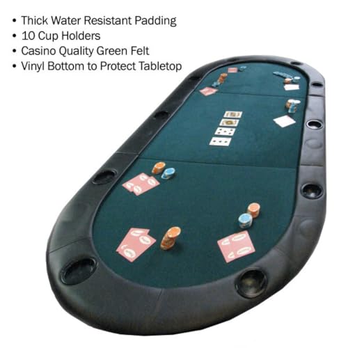 Foldable Poker Table Top - Water-Resistant Folding Mat with Cupholders and Padded Edges - Seats up to 10 People by Trademark Poker (Green) by Trademark Poker - Image 3