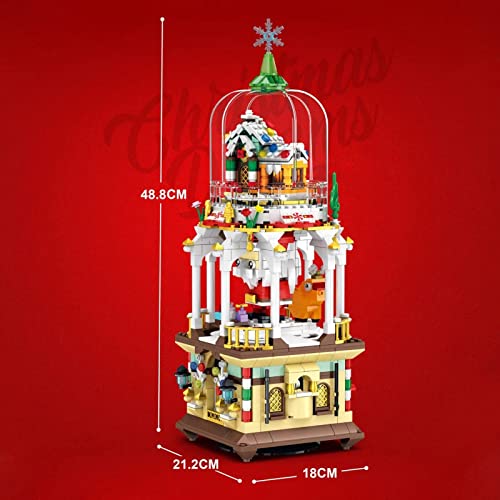 Weihnachtsmann Bausteine Modell,Niedlich Weihnachtsszene Modell Verträumt Weihnachtsszene Kleine Partikel Klemmbausteine… – Bild 3