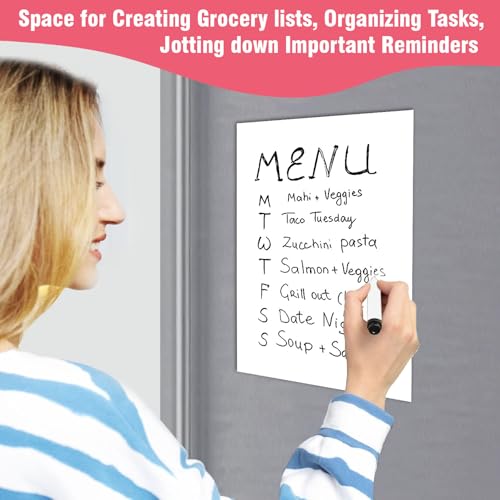 Image of Trueflair Magnetic Board Dry Erase Whiteboard for Fridge, 30 cm x 23 cm, with Black Marker, Waterproof Surface (A4)