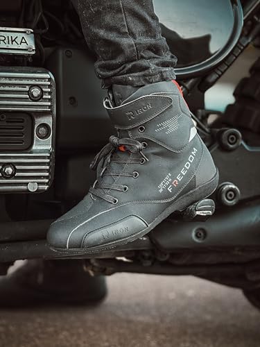 RIDEIRON Motorradschuhe Herren Motorradstiefel Männer Lässige Atmungsaktive Motorrad Schuhe Reissverschluß mit Schaltpolster Rutschfeste Sohle