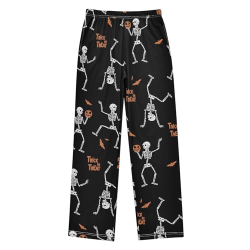 ZZXXB Skull Trick Or Treat Boys Long Pants Soft Trousers Elastic Waist Kids Lounge Bottoms with Pockets S-XL