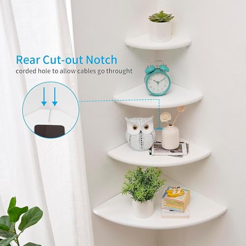 Conamily Corner Shelves, Floating Corner Shelf, Set of 3 Solid Oak Wood Corner Wall Shelves, Round End with Wire Hole Shelving for Small Plant for Bedroom Kitchen, Living Room (Size 9/10/12in) by Conamily - Used condition - Image 2
