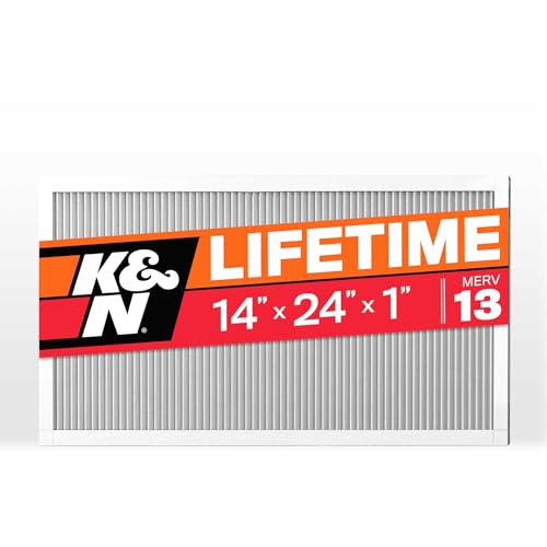 K&N 14X24X1 HVAC Furnace Air Filter, Lasts a Lifetime, Washable, Merv 13, the Last HVAC Filter You Will Ever Buy, Breathe Safely at Home or in the Office, HVC-13-11424