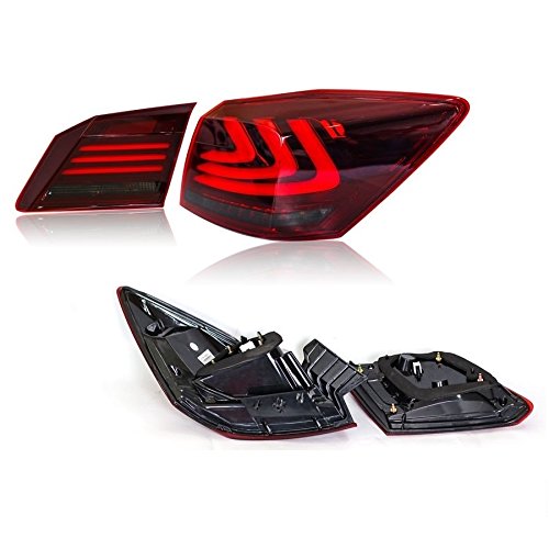 Mostplus Red Smoke Led Brake Tail Lights Compatible For 2013-2015 Honda Accord 4 Door Sedan Set Of 2 #TOP5