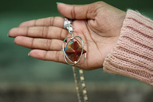 Jet Chakra Star Spinning Merkaba Pendant Sacred Geometry Platonic Solid Healing Genuine Crystal Metaphysical Spiritual Chakra Balancing Divine Gift Love Pagan Blessings Luck W/ Pouch #TOP9