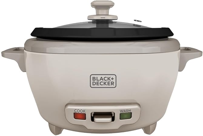 BLACK+DECKER 6-Cup Cooked (3 Cups Uncooked) Rice Cooker, Steaming Basket,