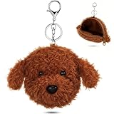 Tondiamo Cute Stuffed Dog Coin Purse Keychain Brown Puppy Animal Backpack Charm Kawaii Gifts Handbag for Christmas Party Favor Birthday Gift Accessories