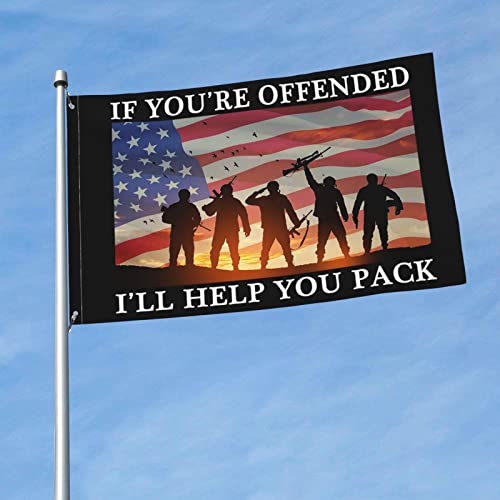 If You're Offended I'll Help You Pack Flag 3X5 Ft Outdoor Flags Durable Fade Resistant Decor Flag Veterans Day Flag Memorial Day Flag #TOP1