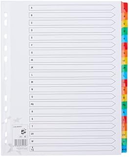5 Star Maxi Index Extra-wide 230 micron Card with Coloured Mylar Tabs A-Z A4 White