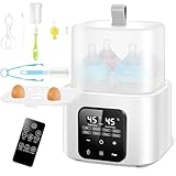 Baby Bottle Warmer for 4 Bottles, 6-in-1 Baby Bottle Sterilizer with Digital LED and Temperature, Fast Heating, Breast Milk Defrost, Baby Food Heater, Requires Water, 48H Keep Warm