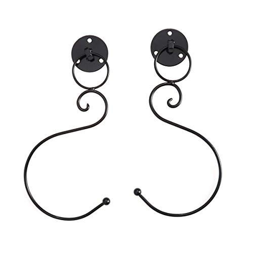 VORCOOL 1 Pair European Style Wall Decorative Iron Curtain Holdbacks Hooks Drapery Tiebacks Curtain Tassel Holder (Black)