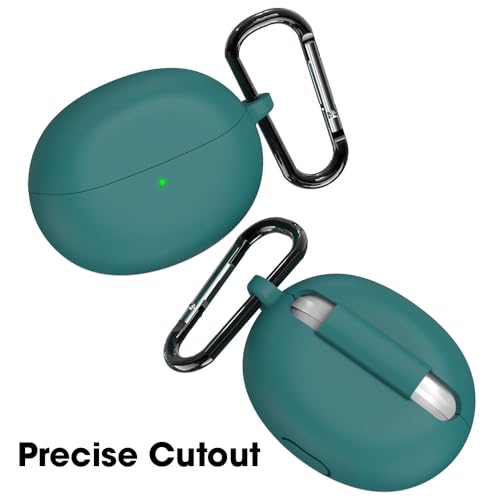 Image of Sounce Earphone Case Cover Compatible for Oppo Enco Air 2 Pro, Soft Silicone Skin Case Cover Shock-Absorbing Protective Case with Keychain [Front LED Visible] (Green)