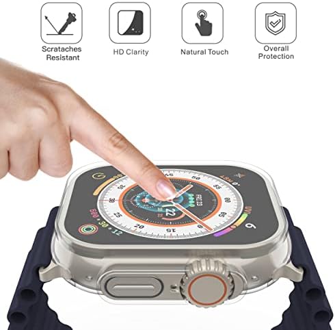 [2-Pack] Piuellia Transparent Case Compatible for Apple Watch Ultra 49mm Screen Protector, Soft TPU Scratches Resistant HD Clear Overall Protective Cover for iWatch