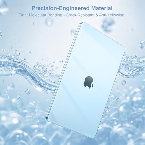 Image of MOSISO Compatible with MacBook Air 13 inch Case M5 2026 M4 2025 M3 M2 2024-2022 A3449 A3240 A3113 A2681, Hard Shell&Keyboard Cover&Screen Film&Type C for MacBook Air 13.6 inch Case, Crystal Sky Blue