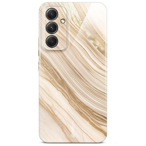 Coque Samsung A54 5G marbre avec protection caméra surélevée et paillettes beige
