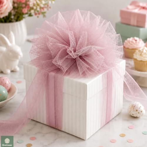 Image of Dusty Rose Tulle Fabric Roll 6 Inch x 100 Yards Tulle Ribbon