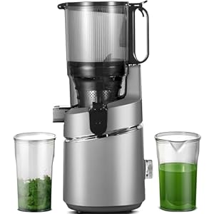 AMZCHEF Automatic Cold Press Juicer Machines 250W Free Your Hands -135MM Opening and 1.8L Capacity Slow Juicers for Whole Fruit and Vegetable, with Triple Filter, Safety Lock, Classic Grey