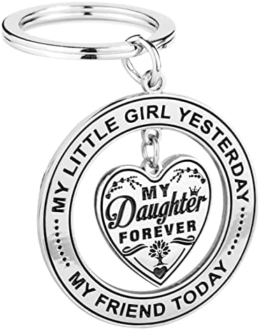 TERAVEX My Little Girl Yesterday, My Friend Today, My Daughter Forever - Valentine's Day Gift Ideas Daughter's Charm Heart Love Keychain, Best Father Mother Gift Idea For Daughter (Dad to Daughter)