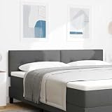 vidaXL Kopfteil mit Kopfteil Dunkelgrau 180 cm Stoff, Moderne Schlafzimmerdeko, höhenverstellbar, rechteckiger gepolsterter Kopfteil, schickes Bettgestell, platzsparend!