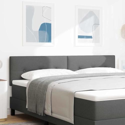 vidaXL Kopfteil mit Kopfteil Dunkelgrau 180 cm Stoff, Moderne Schlafzimmerdeko, höhenverstellbar, rechteckiger gepolsterter Kopfteil, schickes Bettgestell, platzsparend!