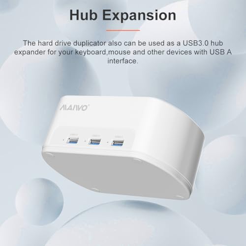 MAIWO Dual Bay Hard Drive Docking Station with Offline Clone for 2.5 3.5 Inch SATA HDD SSD, 3X USB 3.0 Hub Extension, 48TB Capacity, External Hard Drive Duplicator Cloner, White
