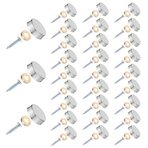 30 PCS Decorative Screws with Caps, Screws with Caps Stainless Steel Mirror Decorative Screw 0.63"/16mm Mirrors Screw Fasteners for Sign Advertising Hardware,Nails,Construction